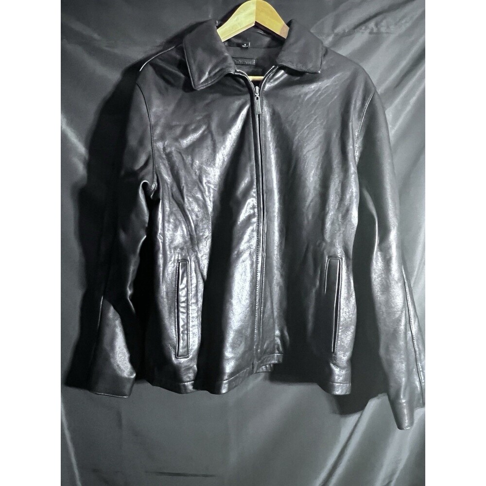 Brandini Men's Black Leather Coat Jacket Medium M Matrix Minimalist